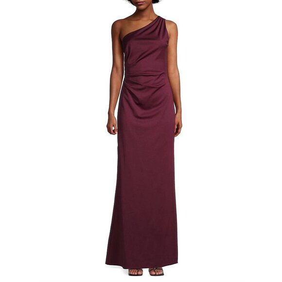NWT SACHIN + BABI Cece Gown in Deep Wine One-Shoulder Maxi Dress Long Column 10 - Picture 2 of 14